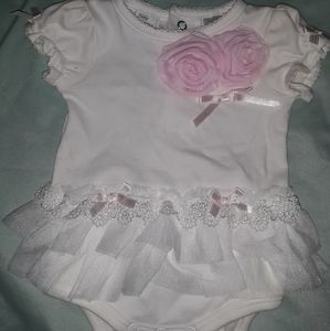White with pink roses baby onesie